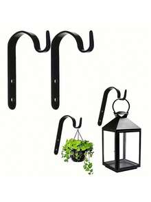 1PC J-Shaped Metal Hook For Hanging Plants, Equipped With Screws, Suitable As A Stand For Garden Decorations, Hanging Flower Pots And Shelves, Hooks For Halloween And Christmas Decorations, Indoor Home Decoration Potted Plant Hooks, Flower Basket Hooks, Can Also Be Used As A Daily Hanging Hook For Clothes, Hats, Bags, - Multicolor - View 1