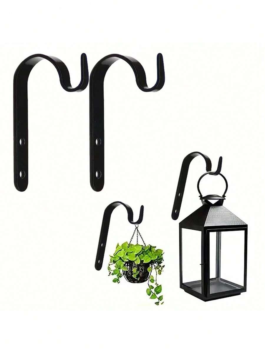 1PC J-Shaped Metal Hook For Hanging Plants, Equipped With Screws, Suitable As A Stand For Garden Decorations, Hanging Flower Pots And Shelves, Hooks For Halloween And Christmas Decorations, Indoor Home Decoration Potted Plant Hooks, Flower Basket Hooks, Can Also Be Used As A Daily Hanging Hook For Clothes, Hats, Bags, - Multicolor - View 1