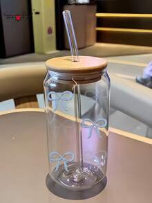 500ml 蝴蝶装饰杯、咖啡玻璃吸管杯、奶茶杯、抹茶杯——送给朋友的最佳礼物选择！ - 彩色 - 查看 8