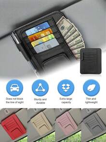 1pc Car Sun Visor Storage Bag, Sun Visor Bracket, Multi-Pocket Car Sun Visor Organizer Bag, Car Truck SUV Storage Bag, Multifunctional Car Interior Accessories Storage Bag, Sun Visor Storage Bag, Can Hold Fashion Glasses, Documents, Cards, Pens, Driver's License, Etc. - Black - View 13