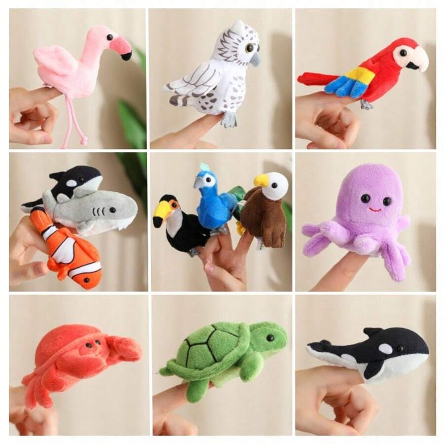1 Piece Mini Plush Finger Puppet, Cute Animal Dolls, Marine Animal Plush Toys, Classroom Storytelling Props, Drama Performance Parent-Child Activities Three Little Pigs Story, Party, Birthday Gift, Christmas