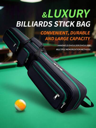 Estuche de señales de piscina, estuche de palanca de 3x4 con múltiples bolsillos, 3 topes y 4 ejes, bolsa de señal de billar suave y acolchada, mochila de alerta de bola con adjustable para hombres y mujeres