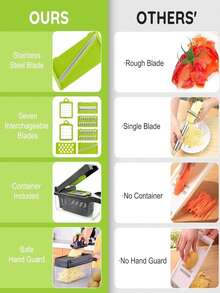 14 peças/16 peças Conjunto Multifuncional de Picador e Fatiador de Vegetais, Picador de Alimentos, Cortador de Vegetais Ajustável com Recipiente, Fatiador de Frutas, Fatiador de Vegetais Multifuncional, Raspador de Batata, Fatiador de Batata e Cebola, Fatiador de Rabanete, Fatiador de Salada, Picador de Alho, Fatiador, Utensílios de Cozinha, Adequado para Fatiar, Ralar e Cortar Vegetais e Frutas