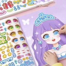 1 PIEZA Libro de pegatinas de vestir de princesa colorido y divertido para manualidades, juguete de disfraz cruzado lindo, libro de maquillaje artesanal hermoso, decoración de fiesta, regalo de Navidad y cumpleaños (12 temas + 3 pegatinas de vestir)