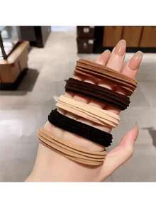 5 件女士发圈，甜美柔软弹性发带，不伤发饰，优雅学院风马尾辫夹，发带，发饰 - 彩色 - 查看 2