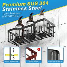 Adhesive Shower Caddy, 5 Pack Rustproof Stainless Steel Bath Organizers With Large Capacity, No Drilling Shelves For Bathroom Storage & Home Decor - 墨綠色 - 查看 5