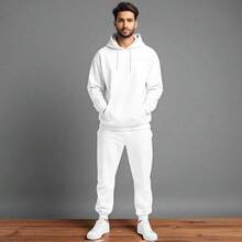 CONJUNTO CASUAL PARA HOMBRE 2 PIEZAS SUDADERA ESTAMPADA  CON CAPUCHA Y PANTALON JOGGER   (TYSON)HOT TRENDING BH - Blanco - Ver 1