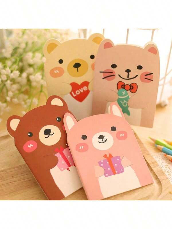 3/6 pièces Mini carnets d'ours en peluche, motif de dessin animé, 20 feuilles/40 pages, style ludique et mignon, convient pour les récompenses d'étudiants et les fournitures de rentrée scolaire, cadeaux de notes aléatoires en classe, rentrée scolaire, cadeaux d'enseignants pour les élèves, études diligentes, progrès quotidiens, cadeaux de saison de rentrée scolaire, carnets d'outils d'écriture pour étudiants, fournitures scolaires, fournitures d'apprentissage pour filles