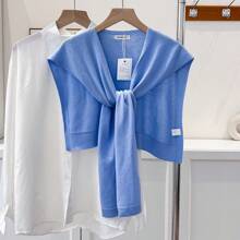 1pc Women's Solid Color Shawl Cardigan, Lightweight Spring/Autumn Shirt Collar Accessory, Suitable For Layering With Sweaters, Shirts, Scarves For Students And Office Wear