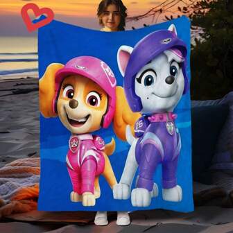 Paw Patrol Paw Patrol Puppy Flannel Blanket, Cartoon Pattern, Suitable For Office, Air Conditioning, Nap, Sofa