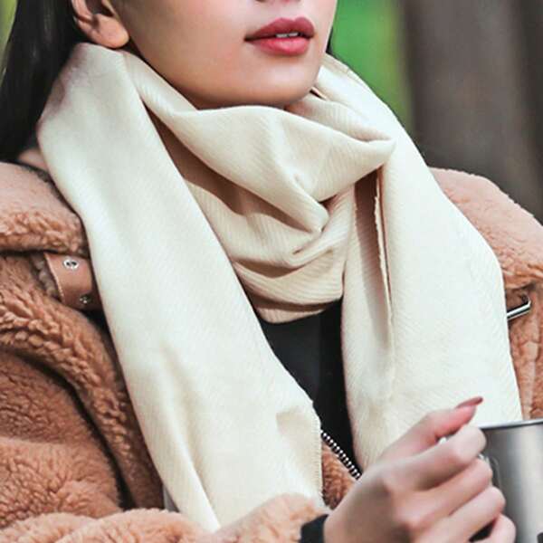 CAMEL CROWN Écharpe femme hiver, protection contre le froid, châle à double usage, , tout-aller, couleur unie classique, écharpe pour le cou