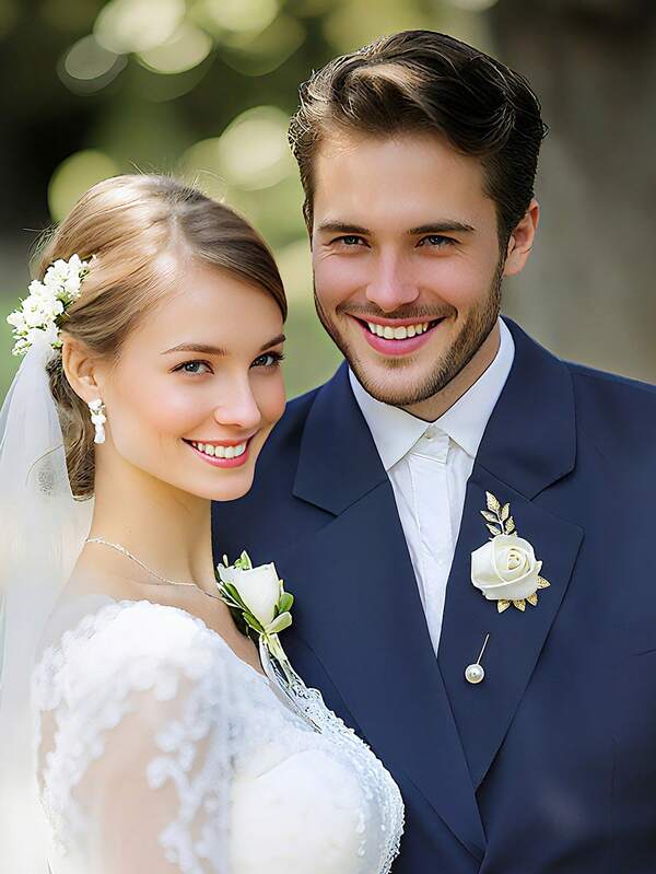 1 PC Ivory Satin Rose Lapel Pin With Gold Leaves & Pearl Accent – Elegant Wedding Boutonniere For Grooms, Groomsmen & Formal Events