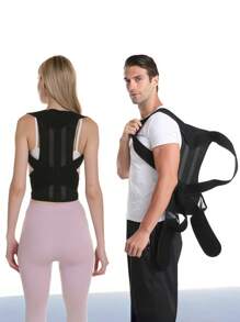 1pc Posture Corrector For Men & Women - Adjustable Upper & Lower Back Support, Ergonomic Design For Improved Spine Alignment, Waist Stability & Daily Use, Black With Blue Accents, Posture Corrector For Adults, Sleek Back Brace, Durable Back Brace