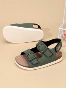 Summer Versatile Kids' PU Leather Woven Soft Breathable Roman Sandals With Ankle Strap, Non-Slip Sole, Lightweight