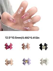 30个/盒 Y2K 可爱粉白黑蝴蝶结甜美少女3D龙心水钻闪亮钻石蝴蝶结饰品美甲装饰吊坠 DIY 法式公主芭蕾棺形方形圆形杏仁形椭圆形尖头美甲配件可爱DIY工艺手机壳美甲用品 - 彩色 - 查看 4