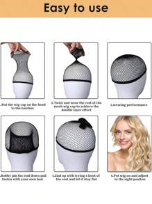Stretchable Mesh Wig Caps – Soft & Breathable Elastic Net Cap For A Comfortable, Secure Wig Fit, Lightweight Hair Protector For Women - Black - View 10