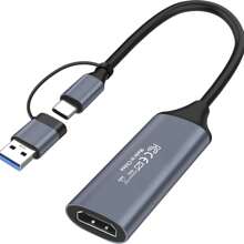 Tarjeta de captura de video 4K HD a USB/USB-C, tarjeta de captura de audio y video Full HD 1080p, dispositivo de captura para enseñanza, juegos, transmisión en vivo, compatible