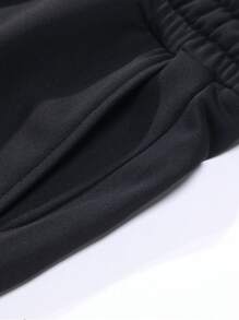 Men's Spring/Autumn Letter Print Contrast Color Hoodie And Drawstring Waist Pants Set, Fashion Sportswear Casual Outfit For Commuting, Work, Fishing, Camping, Gym