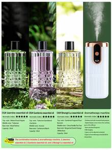 1个白色自动家用香薰机（含6种精油），迷你ABS静音空气清新剂，带定时功能，适用于卧室、浴室、办公室，可充电，5种工作模式，可桌面或壁挂式安装