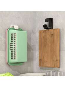 1pc Bathroom Wall Mounted Storage Rack For Face Basin, Toilet Hanging, Multi-Purpose Hook For Kitchen