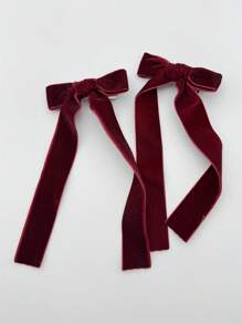 2pcs Minimalist Wine Red Bow Hair Clips For Daily Use, Fall, Claw Clips, Hair Claws, Hair Slide, Hair Barrettes, Hair Accessories, Fall Fashion, Autumn, Winter Outfit For Women, Bows, Cute, Christmas Outfit For Women