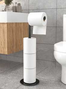 Toalettpappershållare med 4 rullar - Självhäftande installation, Hopfällbar, oberoende förvaringshylla för badrum, Hållbar järnkonstruktion som sparar utrymme, Förvaring av toalettpapper, Slät metallutseende, Robust näsdukshållare (1 st) - Multifärgad - Visa 11
