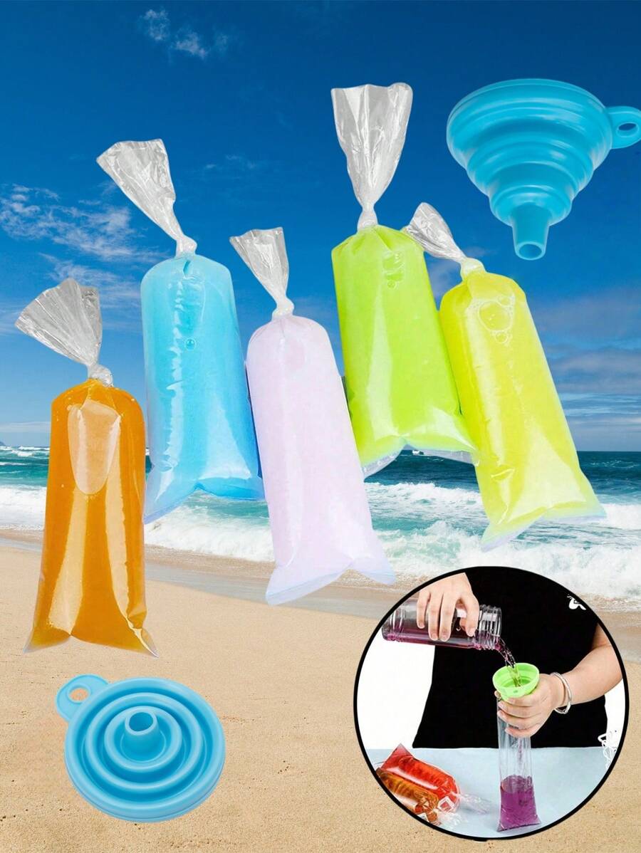 50/100 قطعة أكياس لولي بوب بحجم 30 سم * 5.5 سم مع قمع، أكياس بلاستيكية لحفظ الآيس كريم والحلوى بشكل مستطيل مع إغلاق ذاتي، متينة وحافظة للطراوة، قمع واسع الفم لصنع آيس كريم ، زبادي ، حلوى ، للحفلات ، السفر ، الزفاف ، عيد الميلاد ، التخرج ، حفلة عروس ، مطبخ ، تخزين ، ديكور ، خارجي