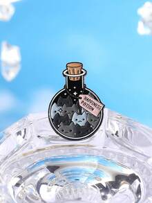 4个猫咪许愿瓶徽章，治愈药丸图案“抗抑郁药”+“快乐药丸”，心理咨询工具/猫爱好者减压 - 彩色 - 查看 6