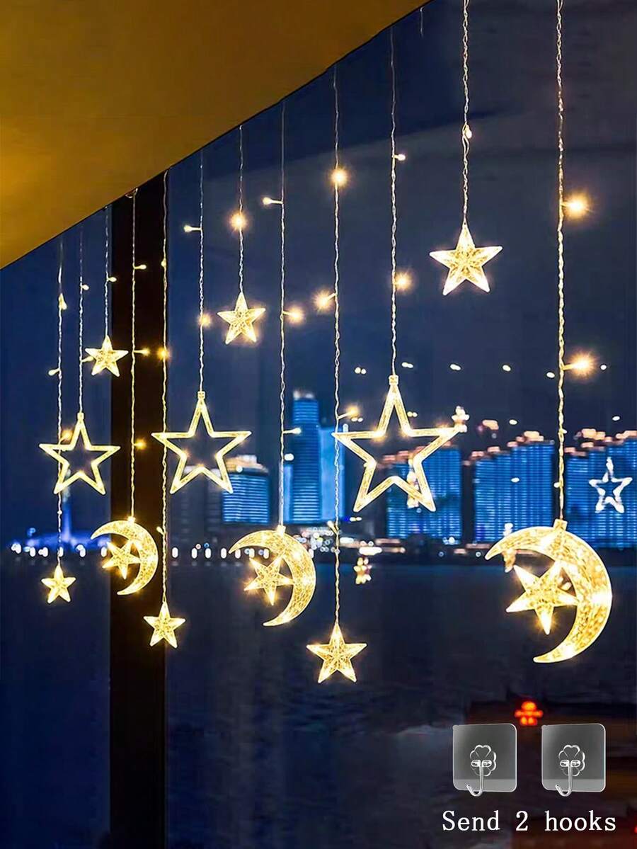 138-Inch Window Curtain String Lights, Fairy Twinkle Lights For Window Decor, Home Bedroom Wall Holiday Christmas Wedding Party New Year Decoration, Battery Operated (Batteries Not Included), Requires 3 AA Batteries, Suitable For Home Decor, Bedroom, Indoor & Outdoor Decoration - Multicolor - View 1