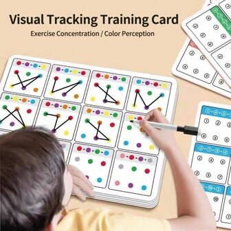 Lachilly Kids Visual Tracking Cards Montessori Educational Reusable Dry Erase Activity Set For Focus & Color Perception Training Preschool Learning
