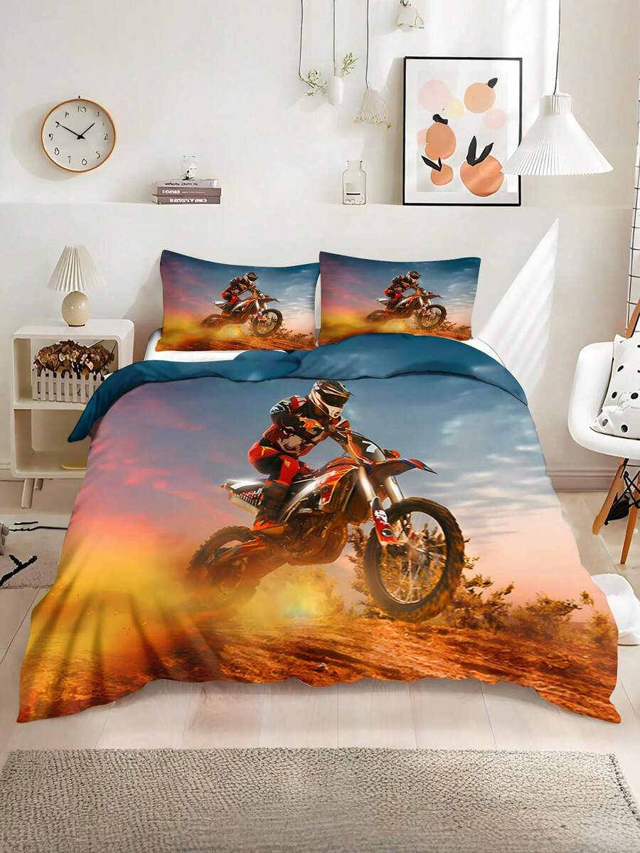 Bộ ga trải giường in kỹ thuật số 1/3 món, làm từ vải polyester, mềm mại và thoải mái, phù hợp cho mọi mùa, có thể giặt tay/máy, thích hợp cho trẻ em, bé trai và bé gái. Bạn có thể mua riêng vỏ gối 50*75cm. - Nhiều màu - Xem 1