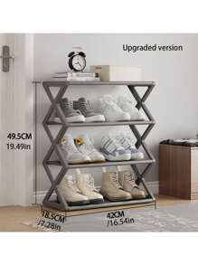1 pieza Estantería multiusos a prueba de polvo para zapatos, de fácil montaje y movimiento, estantería de almacenamiento de pie de plástico, estantería de almacenamiento multifuncional de gran capacidad, organizador de piso de fácil montaje sin herramientas, apilable, esencial para el hogar y la habitación, ahorra espacio, organización del hogar para almacenar zapatos, botas y diversos artículos, apta para pasillos, armarios, salas de estar y dormitorios