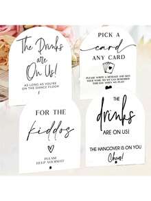 1/4pcs White Acrylic Wedding Signs Drinks Are On Us Sign, Drinks Are On Us Hangover On You Sign Acrylic Wedding Signs, Guest Book Signs , For Weddings And Receptions - Multicolor - View 1