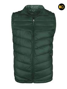 Big City Chaleco acolchado para hombre con cierre frontal y bolsillos laterales, abrigo ligero tipo puffer casual moderno para clima frío, - Verde Oscuro - Ver 6