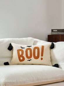 1 pieza Funda de almohada con hojas de arce de otoño y calabaza de 18 X 18 pulgadas, bordado 3D en capas de calabaza, funda de almohada de estilo granja en color beige para sofá, sillón, decoración de otoño, Halloween, Acción de Gracias, decoración de otoño, decoración de habitación, regreso a la escuela, útiles escolares