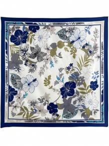 1pc Women's Elegant Vintage Printed Thin Style Satin Square Faux Silk Scarf,Boho Vintage Casual Women's Neck Scarf,Shawl,Light And Thin Comfortable Women's Bandana,For Daily Wear And Outing In Spring And Summer