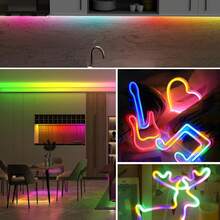[360 Grad Kreismesh LED Licht] 1 Stück Weltraum-Thema USB betriebener LED Neon Lichtstreifen, 360 Grad Kreismesh Muster, mehrfarbiges RGB+IC flexibles Silikonlicht für Weihnachtsparty DIY - Verschiedenfarbig - Übersicht 9