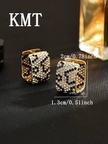 KMT 2pcs Copper Inlaid Zirconia Leopard & Snake Print Luxury Women's Fashion Earrings, Elegant Gift Box - Leopard Print - View 4