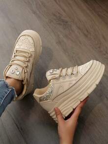 High-Top White Sneakers Women 2025 New Autumn Bestseller Thick Sole Platform Chunky Sneakers, Casual Versatile Leather Sports Running Shoes