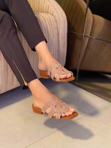Women's Comfortable Shiny Heel Clogs New - Camel - View 3