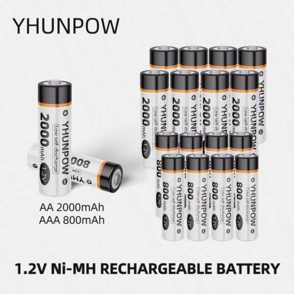 YHUNPOW YHUNPOW AA 2000mAh, AAA 800mAh, 1,2V Ni-MH wiederaufladbare Batterien, kompatibel mit verschiedenen Geräten