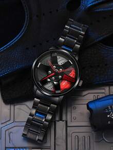 GUANQIN 1 szt. Modny, obrotowy zegarek męski w stylu kółek, zegarek z paskiem kwarcowym, marka Top, samochód wyścigowy, zegarek na rękę, prezent dla mężczyzny, moda, biznes, luksus, sportowy, klasyczny, prosty, stylowy, mechaniczny, męski, automatyczny zegarek kwarcowy, odpowiedni na Dzień Ojca, studentów, festiwale, randki, biznes, na co dzień, prezenty