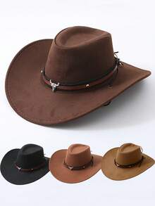 1 件男童透气牛仔帽，配有经典牛头腰带，非常适合露营、钓鱼、徒步旅行和度假等户外休闲活动 - 涤纶，不拉伸，带扣闭合，露营配件 - 銀牛牛仔帽 - 查看 10