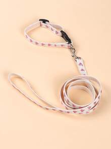 Bộ dây đeo cổ và dây dắt chó bằng polyester hình trái tim dễ thương, phù hợp cho các giống chó nhỏ như Teddy Bear, dùng ngoài trời (không phù hợp cho chó lớn). - Hồng - Xem 7