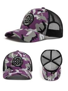 1 pieza Gorra de béisbol tipo snapback de estilo fashionable unisex con protección solar ajustable para uso al aire libre, fiesta en la playa, casual, mezcla de poliéster, color degradado, primavera, verano, otoño