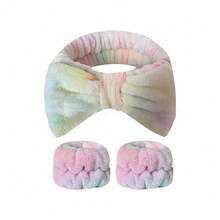 Bandas de pelo de lana de coral para mujer, bandas de pelo absorbentes impermeables para mujer NGAU - morado-6 piezas - Ver 2