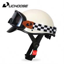 1 件复古夏季半盔，带护目镜，轻便