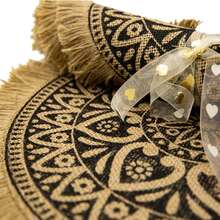 4 Stücke/6 Stücke/8 Stücke 38cm runde Leinen Tischsets, rutschfest, hitzebeständig, leicht zu reinigen, geeignet für Esszimmertisch, Boho-Stil, Zuhause, Restaurant, Küche, Büro, Weihnachtsfeier, Hochzeit, Feiertags-Dekoration, Tischschutz, Geschenk