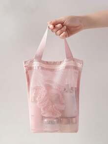 1 件婴儿洗浴用品收纳袋，婴儿洗漱用品收纳袋，便携式手持式，浴室配件收纳袋，简约网眼洗漱包，大容量手持式，旅行浴室用品收纳袋 - 彩色 - 查看 2