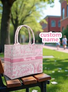 Customized Gift Customizable Personalized Large Capacity Summer Beach Bag - Portable, Elegant & Minimalist Design For Business Casual, Office, Commuting, And Special Occasions. Perfect For Teens, Business Casual, Ideal Gifts For Him, Her, Family, Friends, Girlfriend, School Supplies, For Teenagers, Junior High School Students, Middle School Students, High School Senior High School Students, College Students, University Students, Freshman, Sophomore, Underclassmen